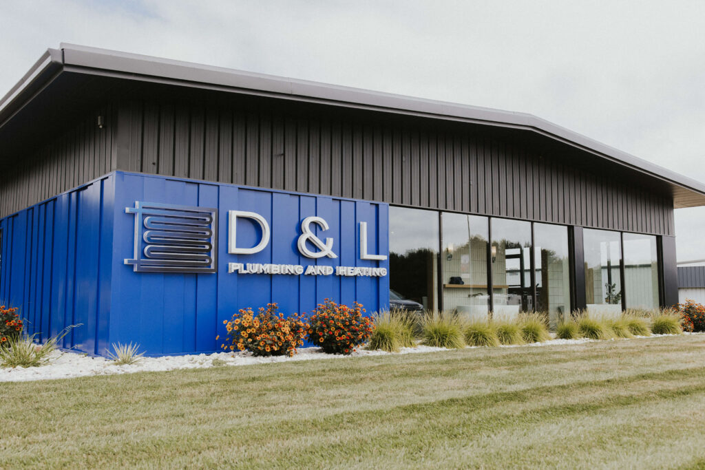 The exterior of the D & L Plumbing showroom in Orange City, IA.